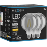 Mexen Vintis 3x Ampoule LED filament E27, G125, 8W, Chaude - 2700K, 680 lm, fumée - L158-E27-0827-70x03