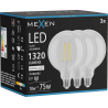 Mexen Vintis 3x Ampoule filament LED E27, G125, 10W, Neutre - 4000K, 1320 lm, transparent - L158-E27-1040-00x03