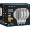 Mexen Vintis 3x Ampoule filament spirale LED E27, G125, 8W, Chaude - 2200K, 450 lm, fumée - L168-E27-0822-70x03