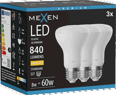 Mexen Nova 3x Ampoule LED E27, R63, 8W, Chaude - 3000K, 840 lm - L104-E27-0830-01x03