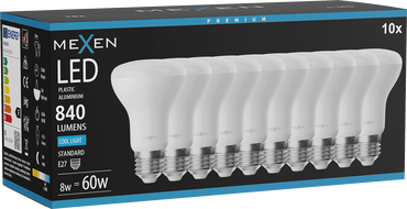 Mexen Nova 10x Ampoule LED E27, R63, 8W, Froid - 6500K, 840 lm - L104-E27-0865-01x10