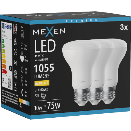 Mexen Nova 3x Ampoule LED E27, R63, 10W, Chaude - 3000K, 1055 lm - L104-E27-1030-01x03