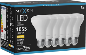 Mexen Nova 6x Ampoule LED E27, R63, 10W, Chaude - 3000K, 1055 lm - L104-E27-1030-01x06