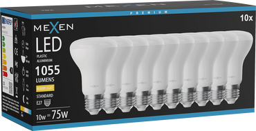 Mexen Nova 10x Ampoule LED E27, R63, 10W, Chaude - 3000K, 1055 lm - L104-E27-1030-01x10