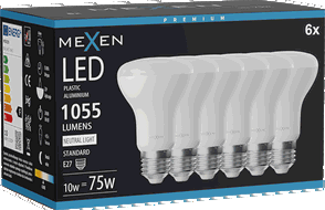 Mexen Nova 6x Ampoule LED E27, R63, 10W, Neutre - 4000K, 1055 lm - L104-E27-1040-01x06