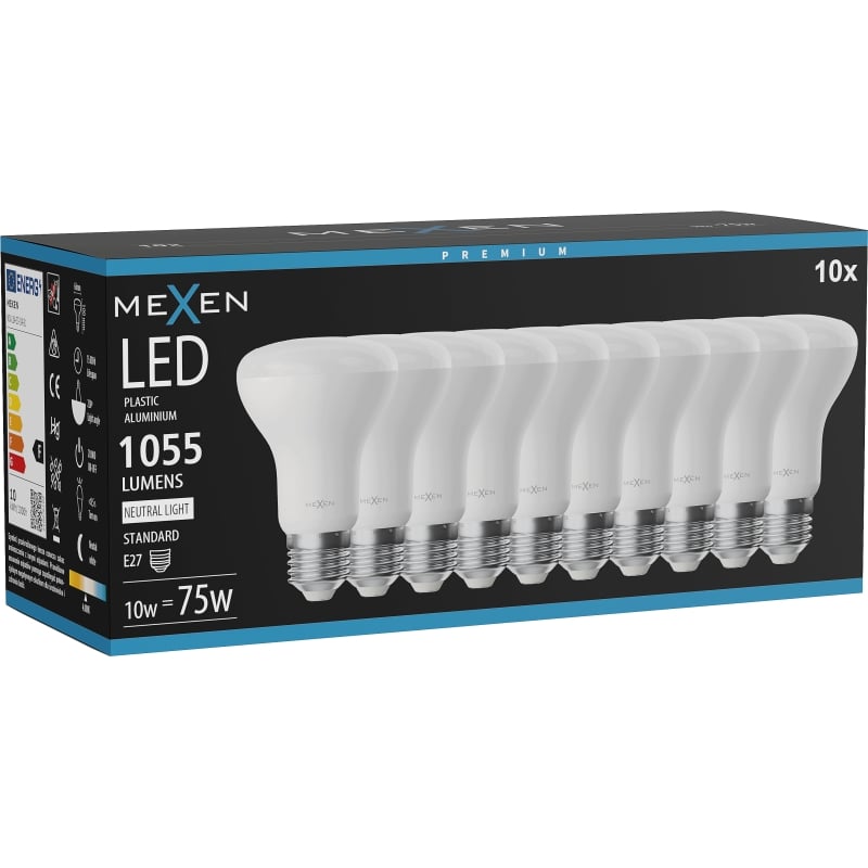 Mexen Nova 10x Ampoule LED E27, R63, 10W, Neutre - 4000K, 1055 lm - L104-E27-1040-01x10