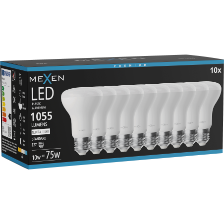 Mexen Nova 10x Ampoule LED E27, R63, 10W, Neutre - 4000K, 1055 lm - L104-E27-1040-01x10