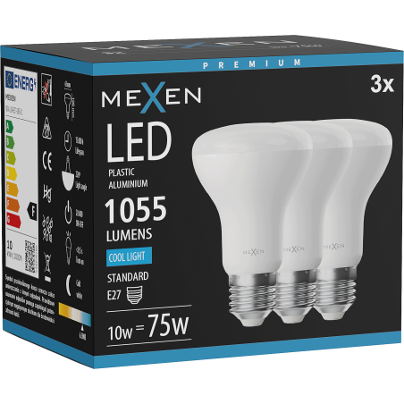 Mexen Nova 3x Ampoule LED E27, R63, 10W, Froide - 6500K, 1055 lm - L104-E27-1065-01x03
