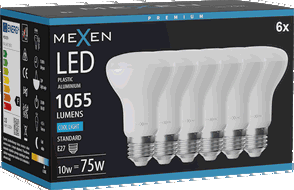 Mexen Nova 6x Ampoule LED E27, R63, 10W, Froid - 6500K, 1055 lm - L104-E27-1065-01x06