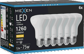 Mexen Nova 6x Ampoule LED E27, R63, 12W, Chaude - 3000K, 1260 lm - L104-E27-1230-01x06