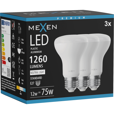 Mexen Nova 3x Ampoule LED E27, R63, 12W, Neutre - 4000K, 1260 lm - L104-E27-1240-01x03