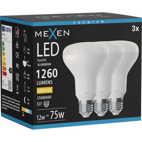 Mexen Nova 3x Ampoule LED E27, R80, 12W, Chaude - 3000K, 1260 lm - L105-E27-1230-01x03