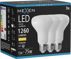 Mexen Nova 3x Ampoule LED E27, R80, 12W, Chaude - 3000K, 1260 lm - L105-E27-1230-01x03
