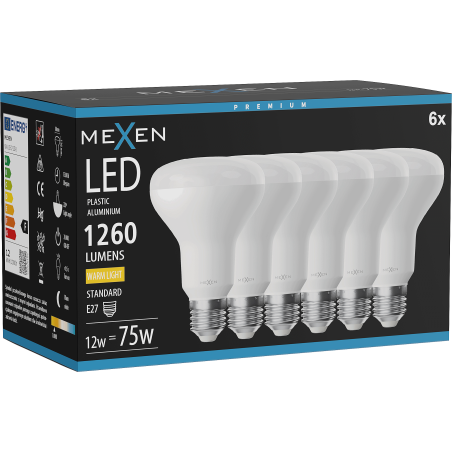 Mexen Nova 6x Ampoule LED E27, R80, 12W, Chaude - 3000K, 1260 lm - L105-E27-1230-01x06