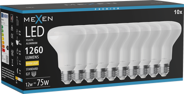 Mexen Nova 10x Ampoule LED E27, R80, 12W, Chaude - 3000K, 1260 lm - L105-E27-1230-01x10