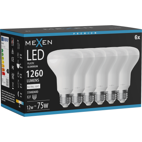 Mexen Nova 6x Ampoule LED E27, R80, 12W, Neutre - 4000K, 1260 lm - L105-E27-1240-01x06