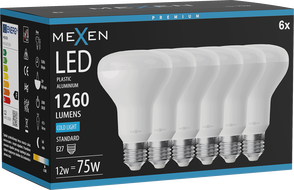 Mexen Nova 6x Ampoule LED E27, R80, 12W, Froid - 6500K, 1260 lm - L105-E27-1265-01x06
