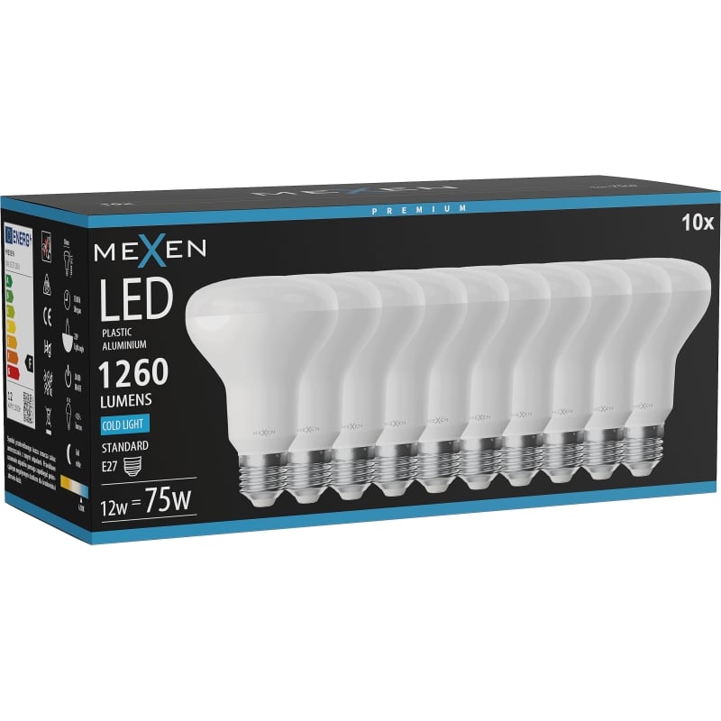 Mexen Nova 10x Ampoule LED E27, R80, 12W, Froide - 6500K, 1260 lm - L105-E27-1265-01x10