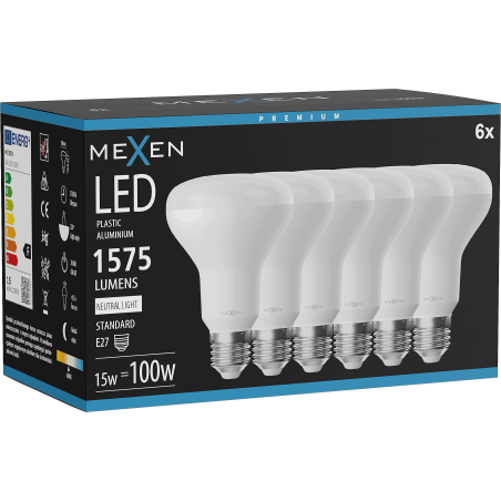 Mexen Nova 6x Ampoule LED E27, R80, 15W, Neutre - 4000K, 1575 lm - L105-E27-1540-01x06