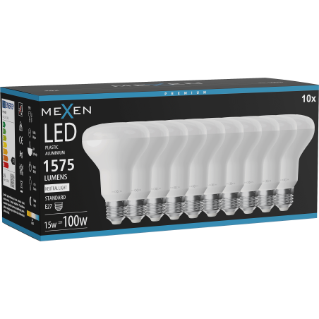 Mexen Nova 10x Ampoule LED E27, R80, 15W, Neutre - 4000K, 1575 lm - L105-E27-1540-01x10