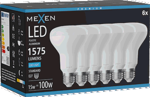 Mexen Nova 6x Ampoule LED E27, R80, 15W, Froid - 6500K, 1575 lm - L105-E27-1565-01x06