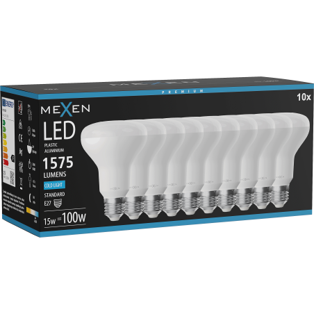 Mexen Nova 10x Ampoule LED E27, R80, 15W, Froid - 6500K, 1575 lm - L105-E27-1565-01x10