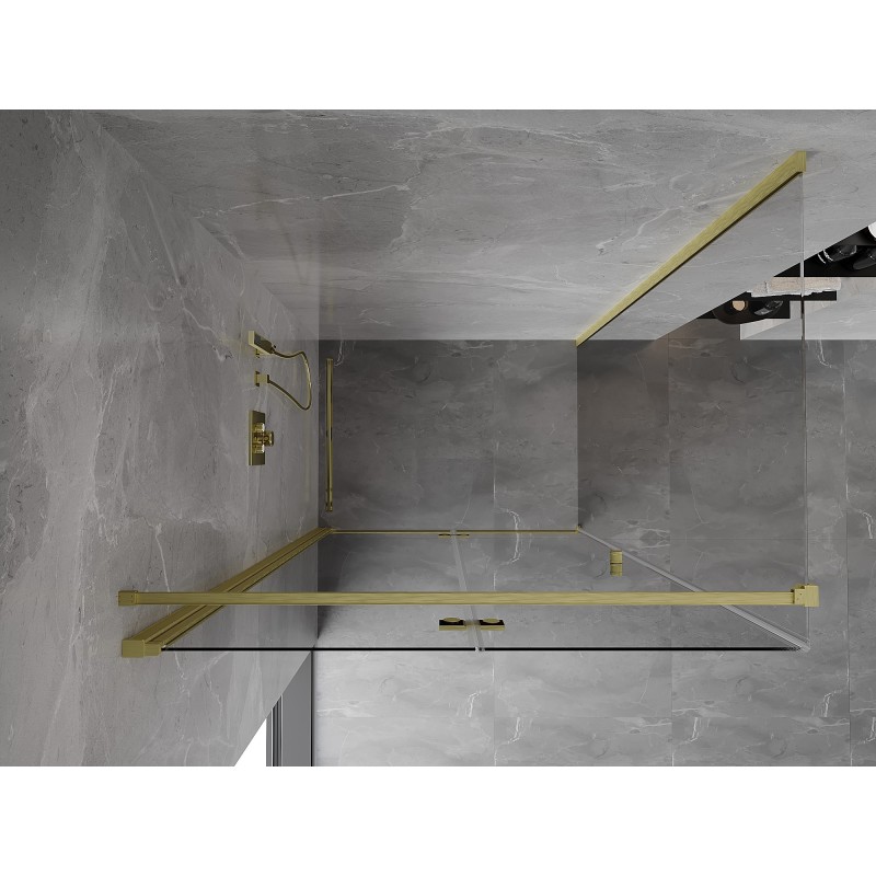 Mexen Mist-F cabine de douche pliable gauche 75 x 80 cm, transparent, or brossé - 8A6T-075-080-55-00-L