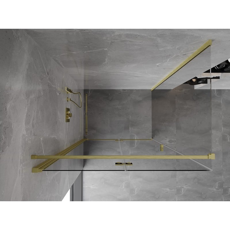 Mexen Mist-F cabine de douche pliante gauche 95 x 80 cm, transparent, or brossé - 8A6T-095-080-55-00-L