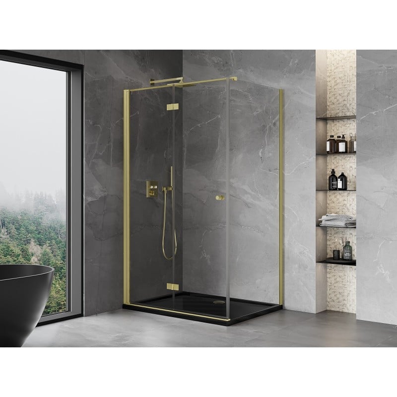Mexen Mist-F cabine de douche pliante gauche 75 x 85 cm, transparent, or brossé - 8A6T-075-085-55-00-L