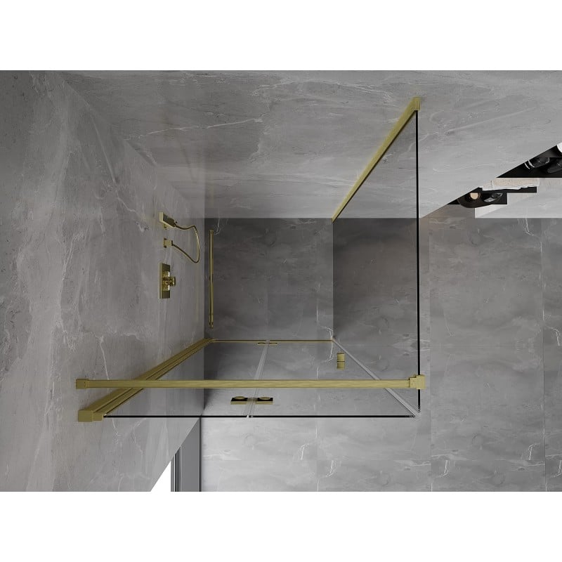 Mexen Mist-F cabine de douche pliante gauche 100 x 100 cm, transparent, or brossé - 8A6T-100-100-55-00-L