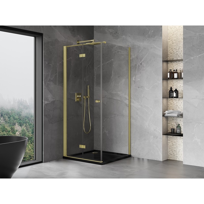 Mexen Mist-F cabine de douche pliante gauche 120 x 120 cm, transparente, or brossé - 8A6T-120-120-55-00-L