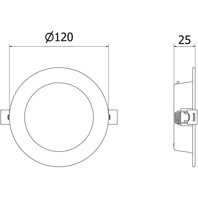 Mexen LDRR plafond encastré downlight LED fi 12 cm, 6W, Neutre - 4000K, 390 lm, noir - L210-012-0640-70