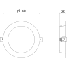 Mexen LDRR panneau de plafond encastré LED downlight fi 14 cm, 9W, Neutre - 4000K, 720 lm, noir - L210-014-0940-70