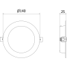 Mexen LDRR panneau de plafond downlight LED encastré fi 14 cm, 9W, Froid - 6500K, 990 lm, blanc - L210-014-0965-20