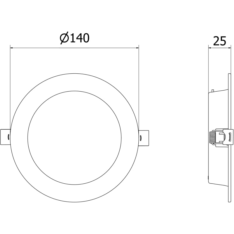 Mexen LDRR panneau de plafond encastré LED Downlight diamètre 14 cm, 9W, Froid - 6500K, 720 lm, noir - L210-014-0965-70