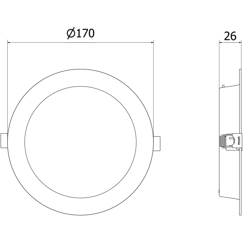 Mexen LDRR panneau de plafond encastré LED downlight fi 17 cm, 12W, Froid - 6500K, 1320 lm, blanc - L210-017-1265-20