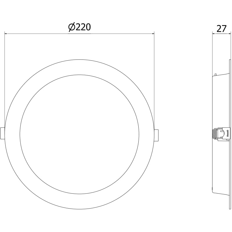 Mexen LDRR panneau de plafond encastré LED Downlight, diamètre 22 cm, 18W, Froid - 6500K, 1440 lm, noir - L210-022-1865-70