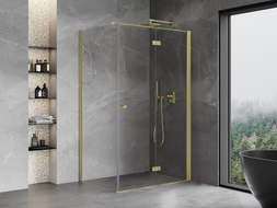 Mexen Mist-F cabine de douche pliante droite 100 x 70 cm, transparent, or brossé - 8A6T-100-070-55-00-P