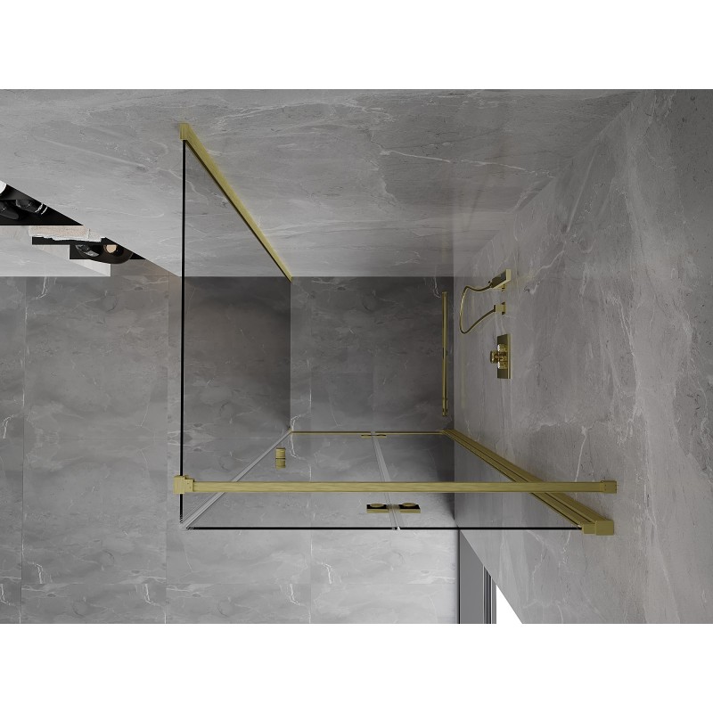 Mexen Mist-F cabine de douche pliante droite 80 x 80 cm, transparent, or brossé - 8A6T-080-080-55-00-P
