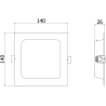 Mexen LDRR panneau de plafond encastré LED downlight 14 x 14 cm, 9W, Neutre - 4000K, 720 lm, noir - L211-014-0940-70