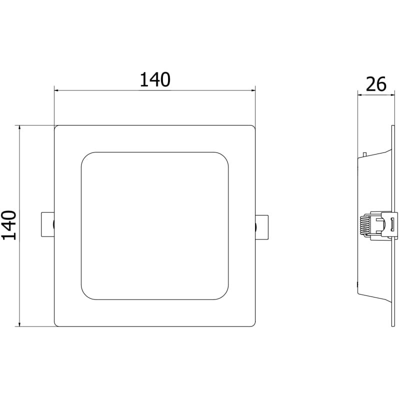 Mexen LDRR panneau de plafond encastré LED downlight 14 x 14 cm, 9W, Froid - 6500K, 990 lm, blanc - L211-014-0965-20