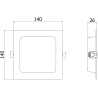 Mexen LDRR panneau plafonnier downlight LED encastré 14 x 14 cm, 9W, Froid - 6500K, 720 lm, noir - L211-014-0965-70