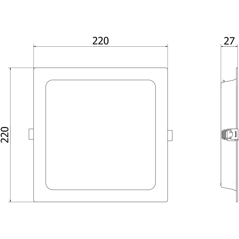 Mexen LDRR panneau de plafond encastrable LED downlight 22 x 22 cm, 18W, froid - 6500K, 1980 lm, blanc - L211-022-1865-20