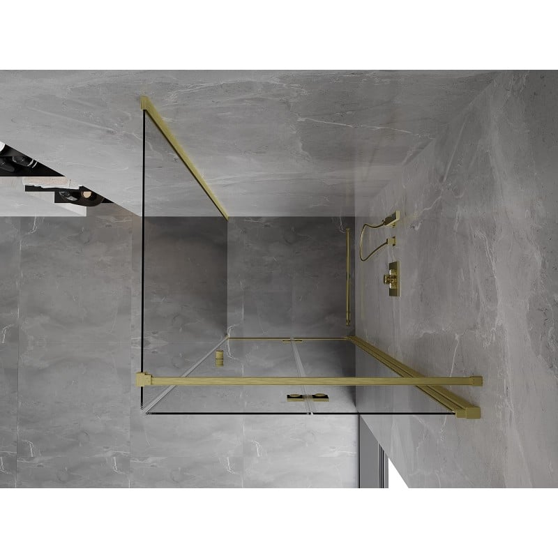Mexen Mist-F cabine de douche pliante droite 110 x 110 cm, transparent, or brossé - 8A6T-110-110-55-00-P