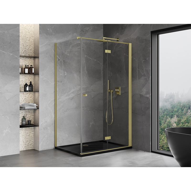 Mexen Mist-F cabine de douche pliante droite 80 x 100 cm, transparent, or brossé - 8A6T-080-100-55-00-P