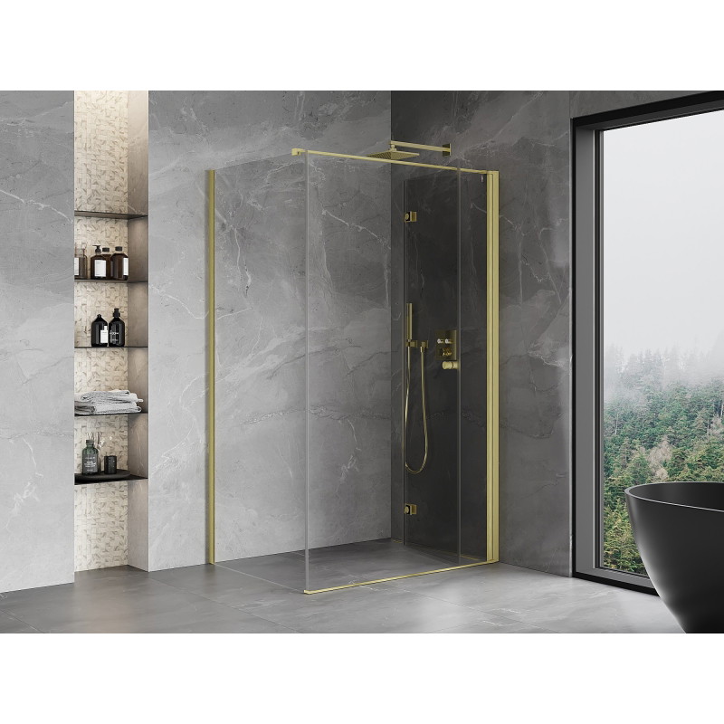 Mexen Mist-F cabine de douche pliante droite 80 x 100 cm, transparent, or brossé - 8A6T-080-100-55-00-P