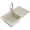 Mexen Pablo évier de cuisine en granit 1 bac avec égouttoir et robinet de cuisine Rita, beige - 6510-69-670300-69