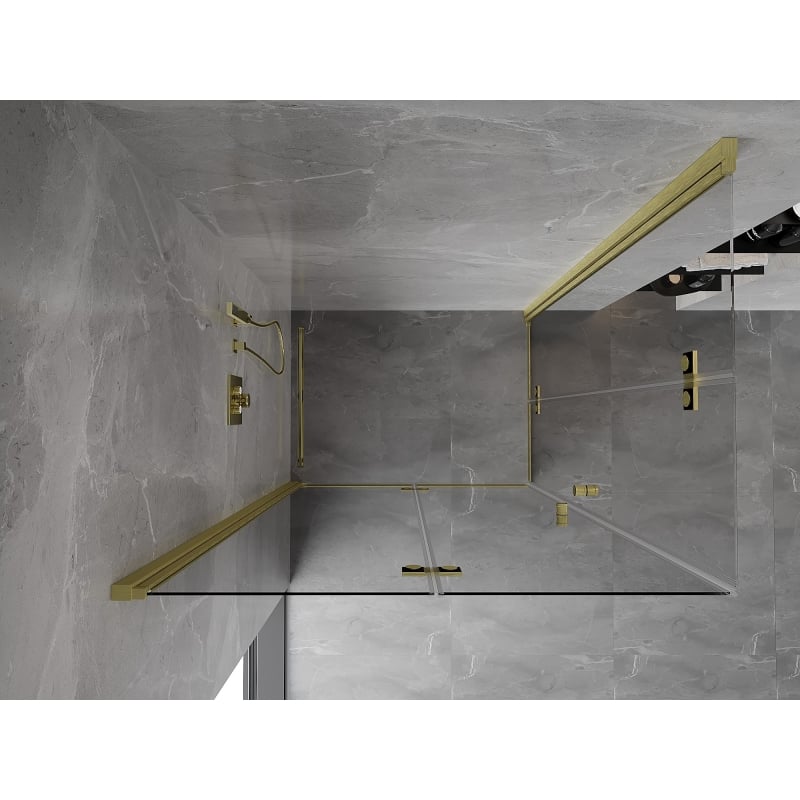 Mexen Mist-F Duo cabine de douche pliante gauche 120 x 110 cm, transparent, or brossé - 8A6-120L-110P-55-00