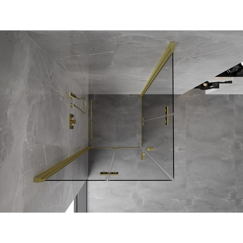 Mexen Mist-F Duo cabine de douche pliante 100 x 100 cm, transparente, or brossé - 8A6-100L-100P-55-00