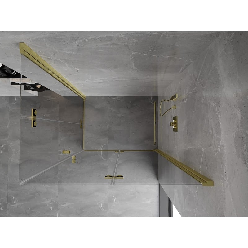 Mexen Mist-F Duo cabine de douche pliante droite 75 x 90 cm, transparent, or brossé - 8A6-075L-090P-55-00